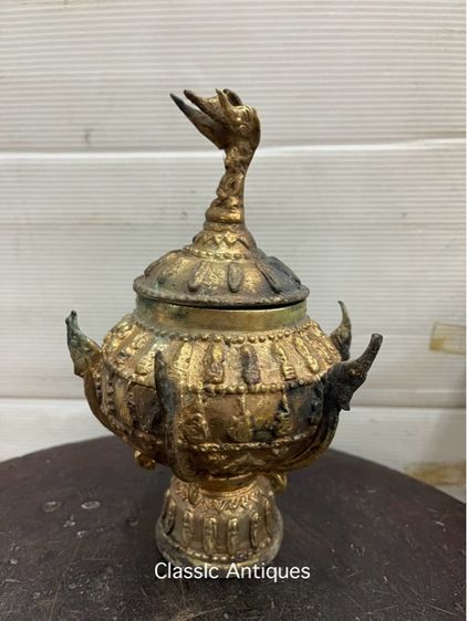 ขันน้ำมนต์ ทองเหลือง ใบเล็ก สะสมA10 รูปที่ 6