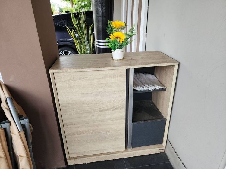 ตู้รองเท้า พร้อมโต๊ะกลางโทนลายไม้สไตล์มินิมอล รูปที่ 6