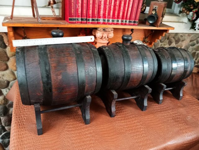 USA.SET.3ใบ(rare item )ถังไวน์ไม้จริงเก่าจัดโบราณจริงจากอเมริกา รูปที่ 7