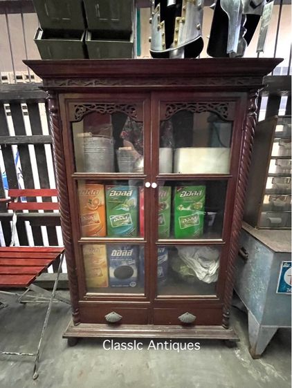 ตู้ ไทยหัวบัว เกลียวเชือกไม้สักโบราณ  รูปที่ 9