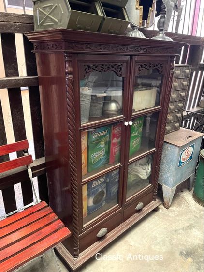 ตู้ ไทยหัวบัว เกลียวเชือกไม้สักโบราณ  รูปที่ 13