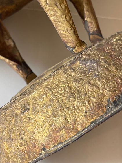 ถาด ล้างหน้า ขาสิงห์ พาน ทองเหลืองโบราณ เก่าสะสม รูปที่ 9