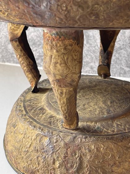 ถาด ล้างหน้า ขาสิงห์ พาน ทองเหลืองโบราณ เก่าสะสม รูปที่ 5