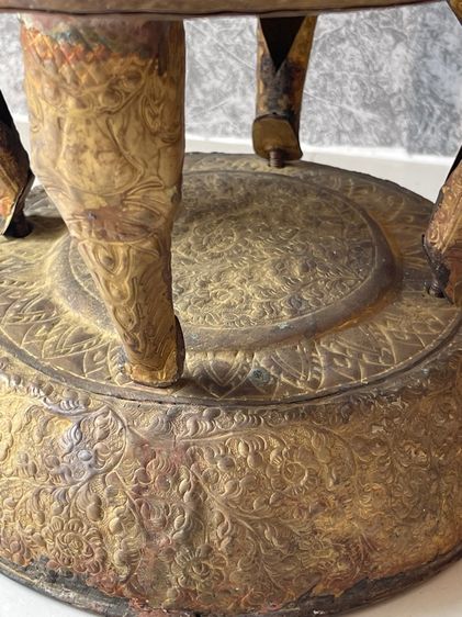 ถาด ล้างหน้า ขาสิงห์ พาน ทองเหลืองโบราณ เก่าสะสม รูปที่ 6