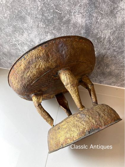 ถาด ล้างหน้า ขาสิงห์ พาน ทองเหลืองโบราณ เก่าสะสม รูปที่ 2