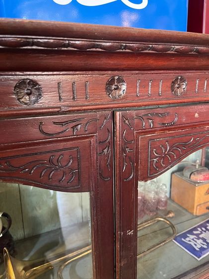 ตู้ไทย โปร่งข้าง หัวบัว เกลียวเชือกไม้สักโบราณ รูปที่ 4