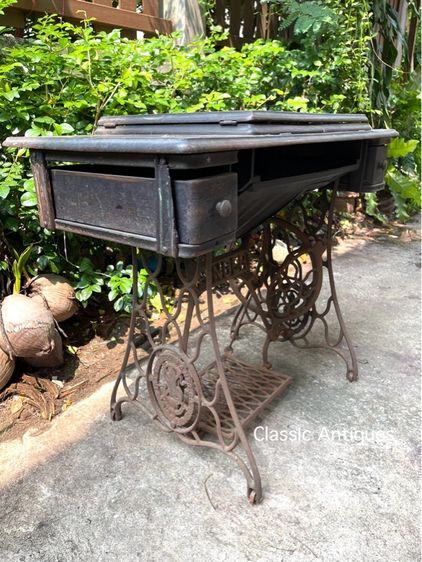 ขาจักร SINGER ใยแมงมุม เก่าโบราณสะสมA1 รูปที่ 9