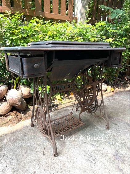 ขาจักร SINGER ใยแมงมุม เก่าโบราณสะสมA1 รูปที่ 3