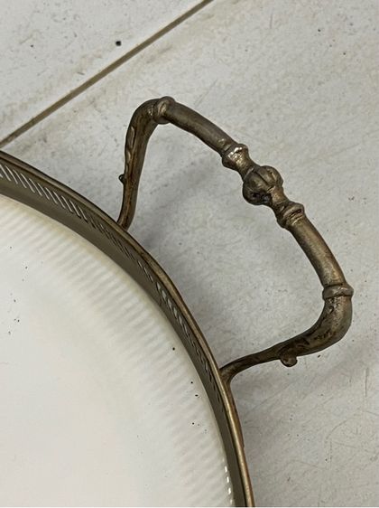 ถาด กระเบื้อง วงรีลายดอกไม้ ใบใหญ่สะสม รูปที่ 11