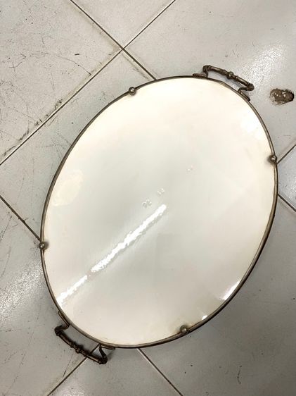 ถาด กระเบื้อง วงรีลายดอกไม้ ใบใหญ่สะสม รูปที่ 8