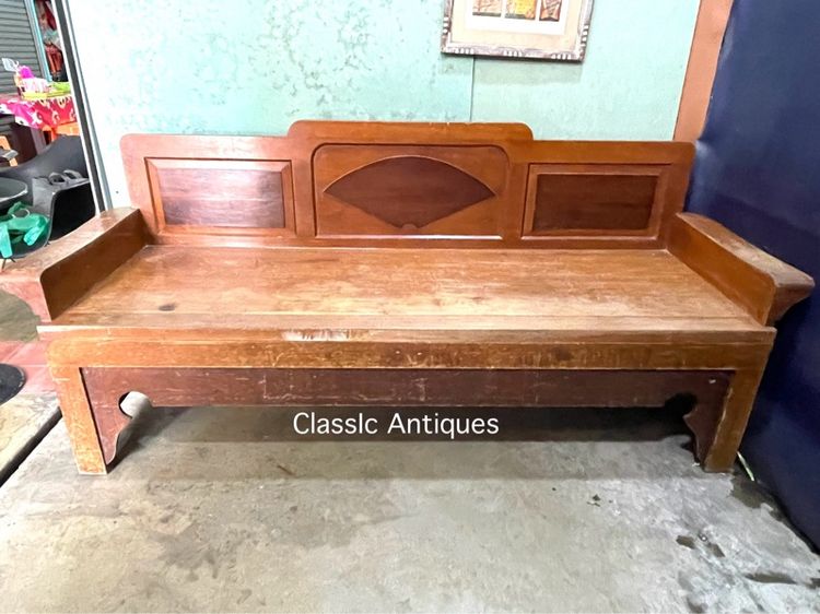 เตียงคันซึง หัวยก ไม้สักโบราณ เก่าสะสมA1 รูปที่ 4