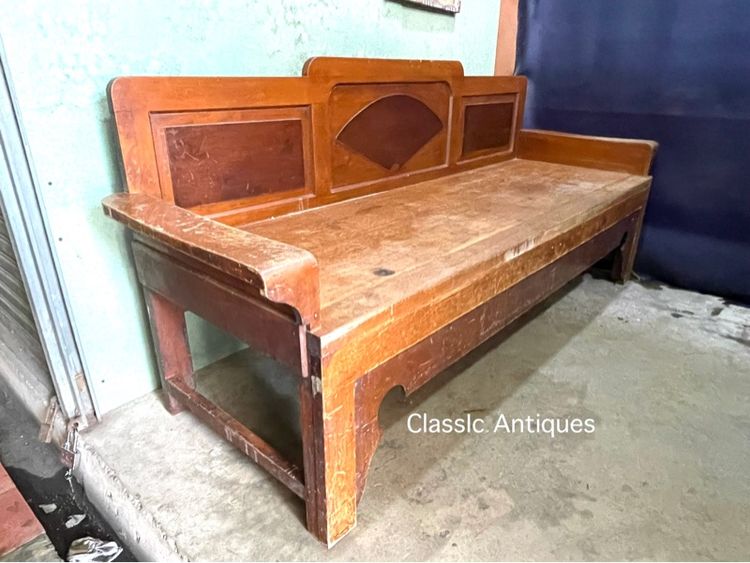 เตียงคันซึง หัวยก ไม้สักโบราณ เก่าสะสมA1 รูปที่ 5