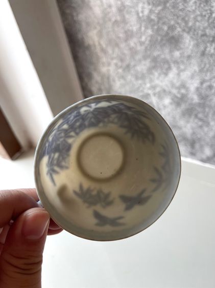 ถ้วยน้ำชา ลายคราม ลายไผ่ นกเก่าสะสม รูปที่ 6