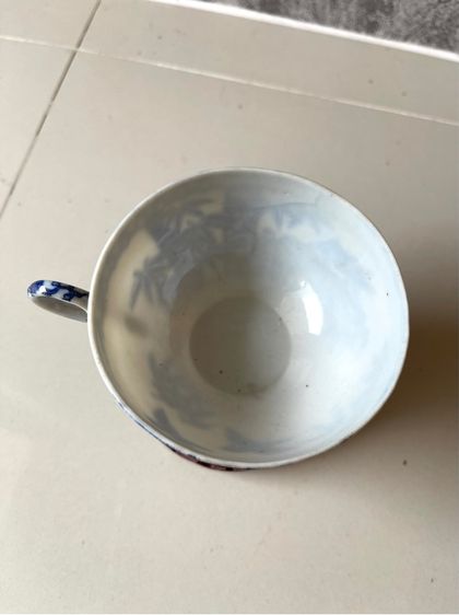 ถ้วยน้ำชา ลายคราม ลายไผ่ นกเก่าสะสม รูปที่ 5