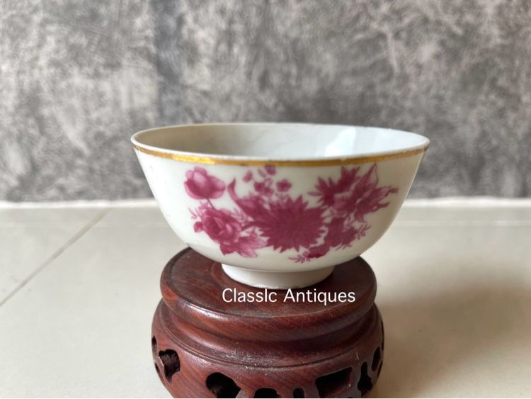 ถ้วย ลายดอกแดง เก่าโบราณสะสมA4