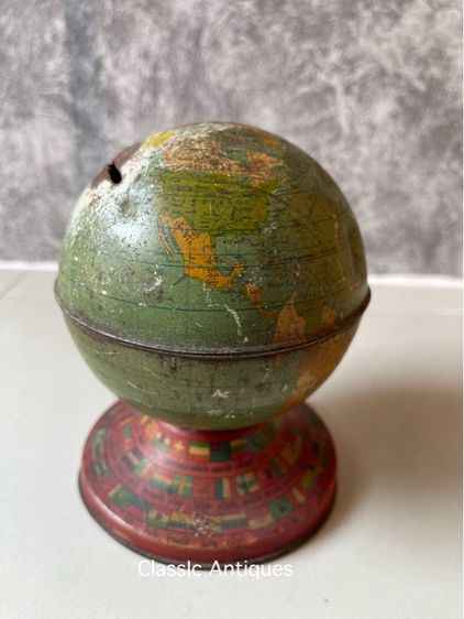 กระปุกออมสิน ลูกโลกสังกะสีโบราณเก่าสะสม รูปที่ 4