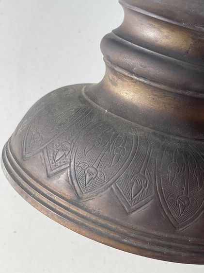 พาน ช้างทองเหลือง ขอบสลักลาย12นักษัตร เก่าโบราณสะสมA5 รูปที่ 13