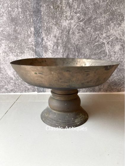 พาน ลงหิน ทองเหลืองโบราณ เก่าสะสมA3 รูปที่ 6