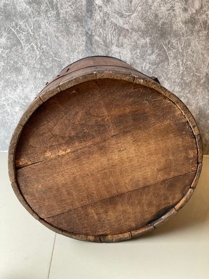 ถังไม้ ถังข้าวสาร ไม้สัก โบราณเก่าสะสมA1 รูปที่ 13