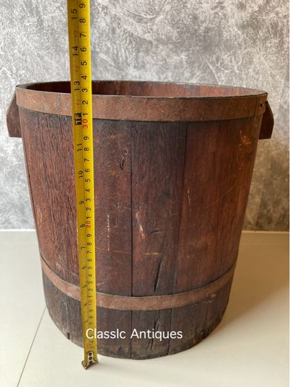 ถังไม้ ถังข้าวสาร ไม้สัก โบราณเก่าสะสมA1 รูปที่ 16