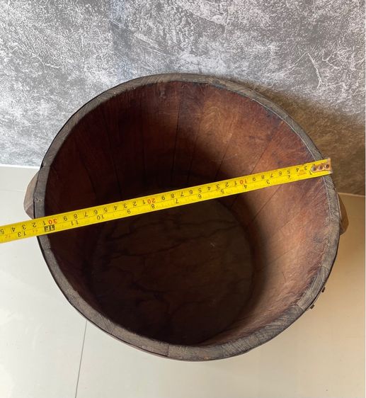 ถังไม้ ถังข้าวสาร ไม้สัก โบราณเก่าสะสมA1 รูปที่ 17