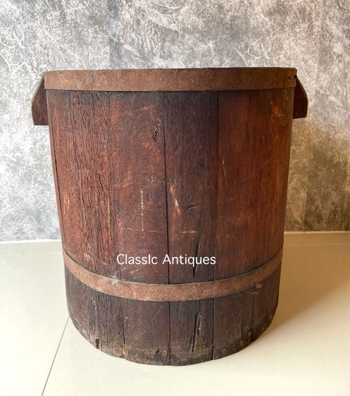 ถังไม้ ถังข้าวสาร ไม้สัก โบราณเก่าสะสมA1