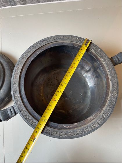 หม้อ หัวมังกร ขาสิงห์กะไหล่เงิน โบราณเก่าสะสม รูปที่ 15