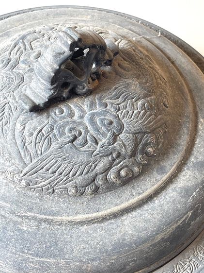 หม้อ หัวมังกร ขาสิงห์กะไหล่เงิน โบราณเก่าสะสม รูปที่ 7