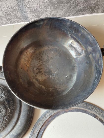 หม้อ หัวมังกร ขาสิงห์กะไหล่เงิน โบราณเก่าสะสม รูปที่ 11