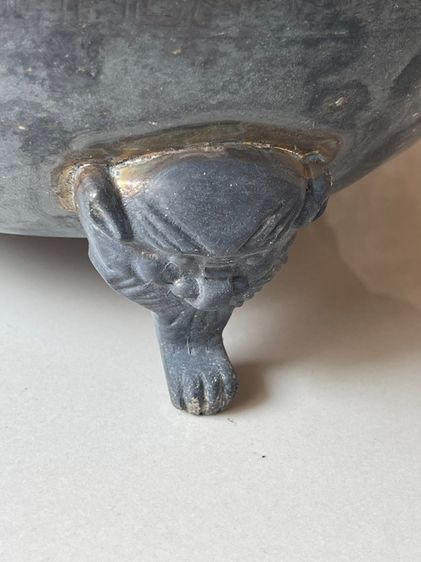 หม้อ หัวมังกร ขาสิงห์กะไหล่เงิน โบราณเก่าสะสม รูปที่ 6