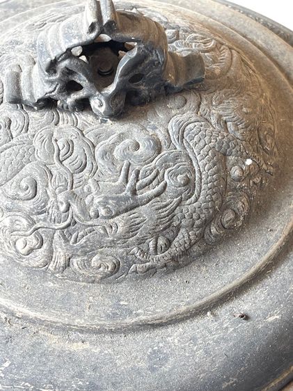 หม้อ หัวมังกร ขาสิงห์กะไหล่เงิน โบราณเก่าสะสม รูปที่ 8