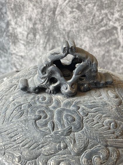 หม้อ หัวมังกร ขาสิงห์กะไหล่เงิน โบราณเก่าสะสม รูปที่ 4