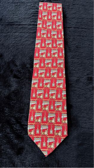 อื่นๆ Salvatore Ferragamo เนคไทผ้าไหม สีแดง ลายเสือ