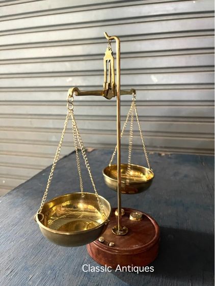 ตาชั่ง ทองเหลือง พร้อมลูกชั่ง สะสมA10 รูปที่ 6