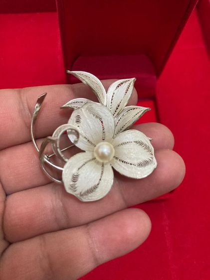 🔖เข็มกลัดเงินแท้ มุกแท้ ตอกโค๊ตSilver งานจากต่างประเทศ รูปที่ 8