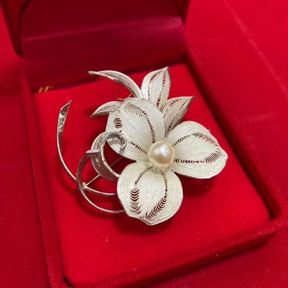 เข็มกลัดและหมุด 🔖เข็มกลัดเงินแท้ มุกแท้ ตอกโค๊ตSilver งานจากต่างประเทศ