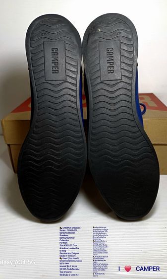 CAMPER Sneakers, Men's 43EU(27.0cm) Original ของแท้ มือ 2 สภาพเยี่ยม, รองเท้า CAMPER รุ่น Spray หนังแท้ พื้นเต็ม สวยมาก ไม่มีตำหนิใดๆ รูปที่ 10
