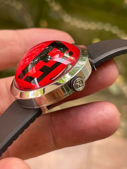 FENDI Bussola Bubble Red Watch Authentic Vintage Red Black Silver tone Watch รูปที่ 13