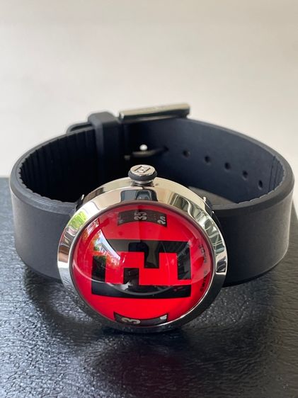 FENDI Bussola Bubble Red Watch Authentic Vintage Red Black Silver tone Watch รูปที่ 5