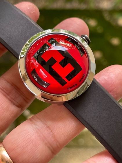 FENDI Bussola Bubble Red Watch Authentic Vintage Red Black Silver tone Watch รูปที่ 9