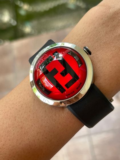 FENDI Bussola Bubble Red Watch Authentic Vintage Red Black Silver tone Watch รูปที่ 15