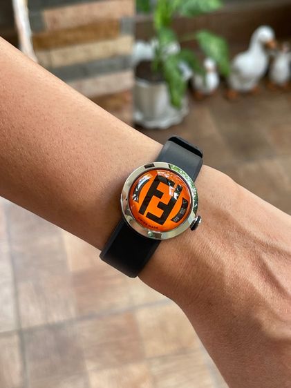 FENDI Bussola Bubble Orange Watch Authentic Vintage Orange Black Silver tone Watch  รูปที่ 16