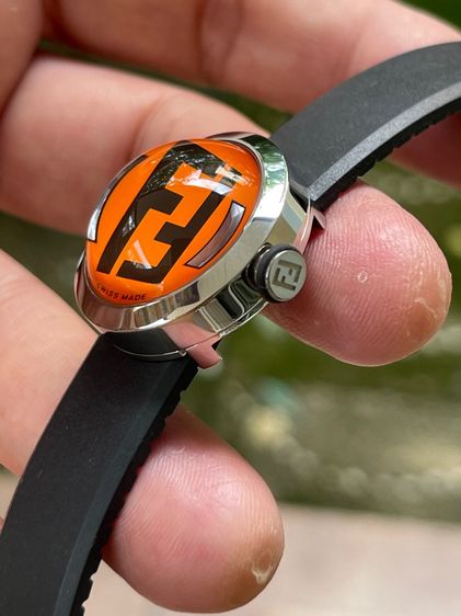FENDI Bussola Bubble Orange Watch Authentic Vintage Orange Black Silver tone Watch  รูปที่ 11