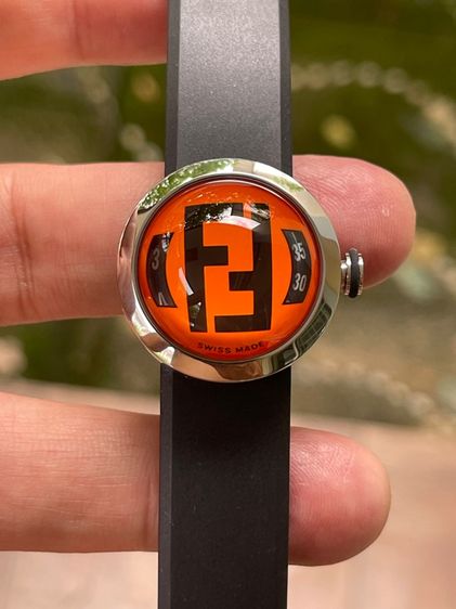 FENDI Bussola Bubble Orange Watch Authentic Vintage Orange Black Silver tone Watch  รูปที่ 9