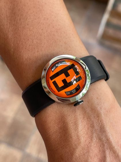 FENDI Bussola Bubble Orange Watch Authentic Vintage Orange Black Silver tone Watch  รูปที่ 17
