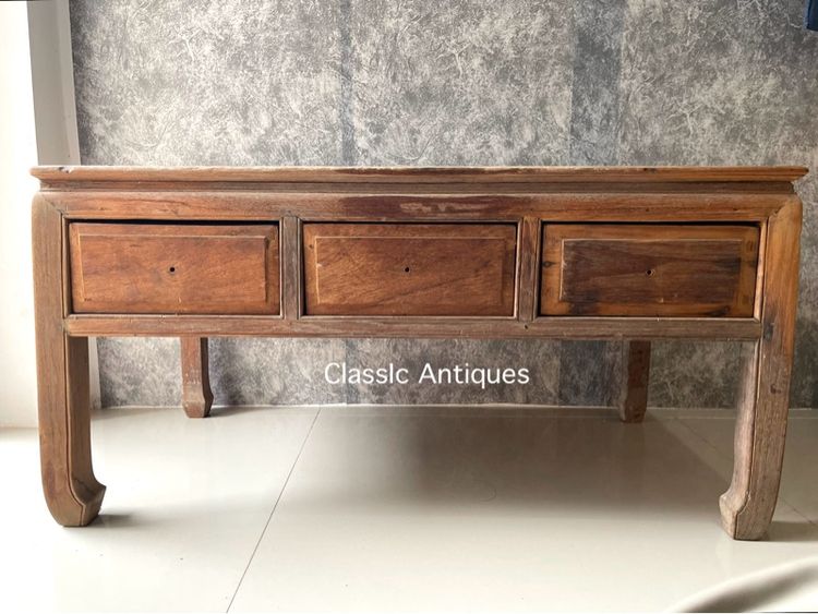 ตั่งขาคู้ มีลิ้นชัก ไม้สักโบราณเก่าสะสม รูปที่ 3