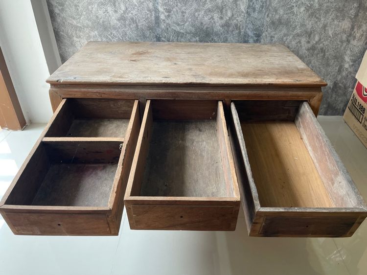 ตั่งขาคู้ มีลิ้นชัก ไม้สักโบราณเก่าสะสม รูปที่ 14