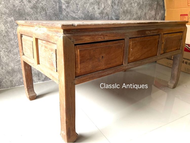 ตั่งขาคู้ มีลิ้นชัก ไม้สักโบราณเก่าสะสม รูปที่ 2