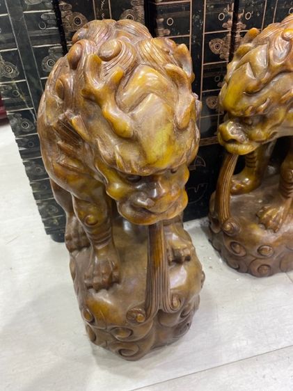 สิงโตหินแกะเก่าโบราณหายากใหญ่  รูปที่ 3