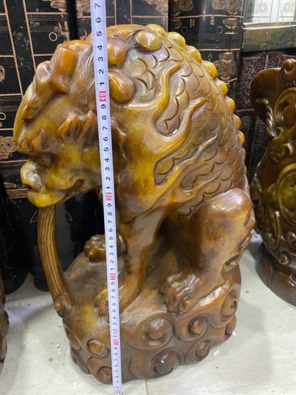 สิงโตหินแกะเก่าโบราณหายากใหญ่  รูปที่ 2